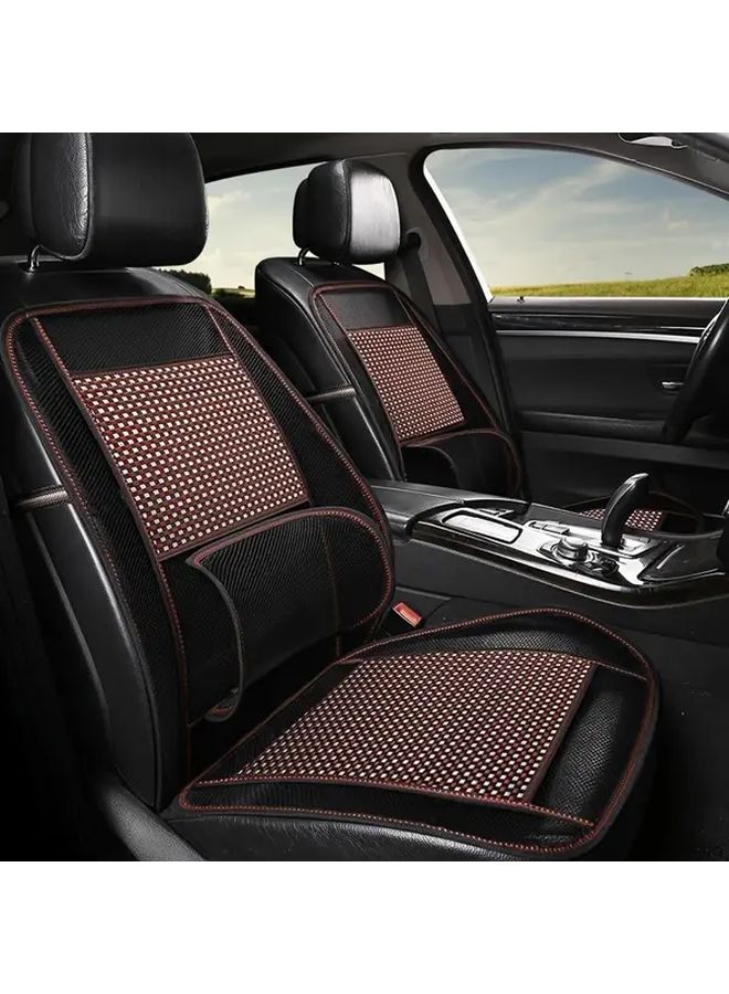 Bamboo Fiber Car Seat Cushion Cooling Pad Breathable Mesh Ergonomic Support Non Slip Universal Fit Comfortable Beige - Image 3